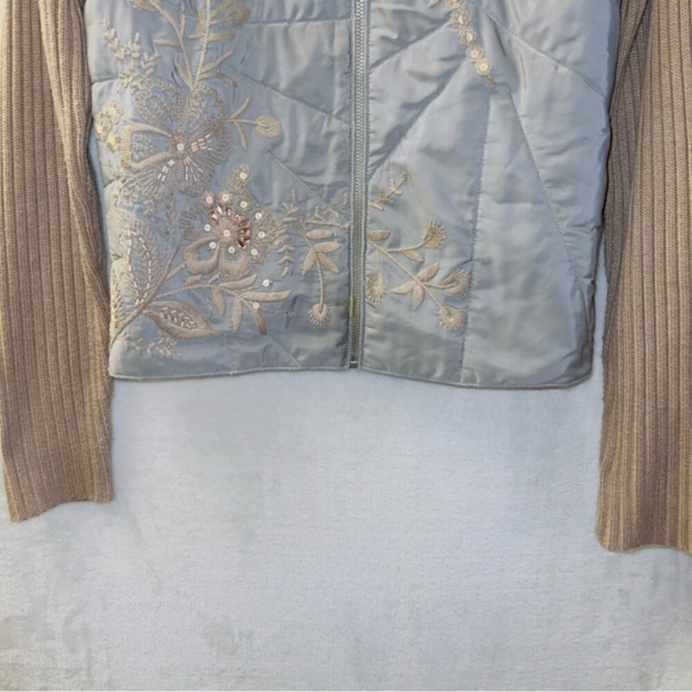 Sundance Long Sleeve Knit Embellished Quilted Full Zip Jacket size 2 - Picture 5 of 6